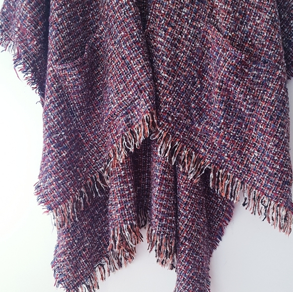 TU Purple Mix Knitted Open Front Shawl Cape - Picture 4 of 9